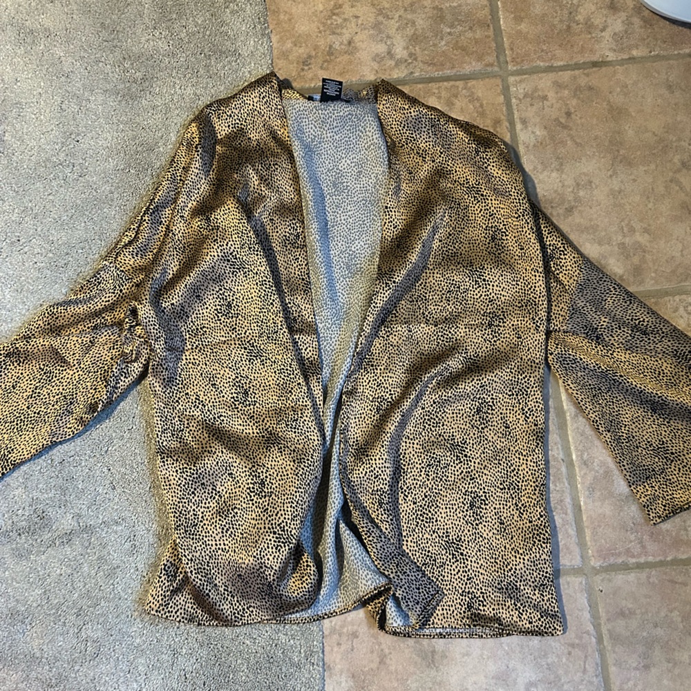 Sincerly Jules Gold and Black Animal Print Open Front Jacket